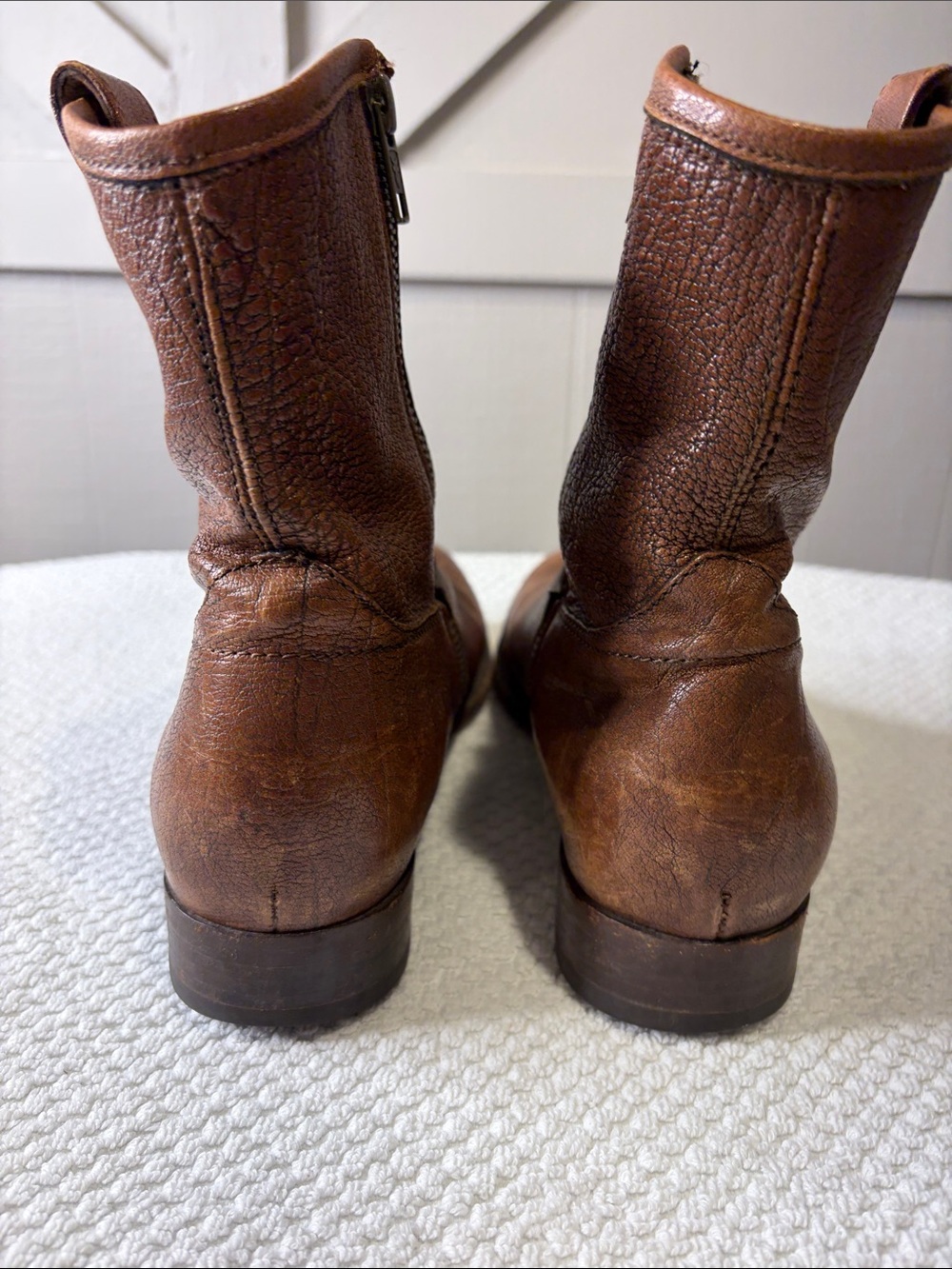 FRYE Melissa Button Short Leather Boots Brown Cognac Ankle Booties Size 9B - Picture 9 of 12